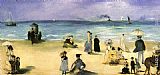 Eduard Manet Famous Paintings - On the beach at Boulogne